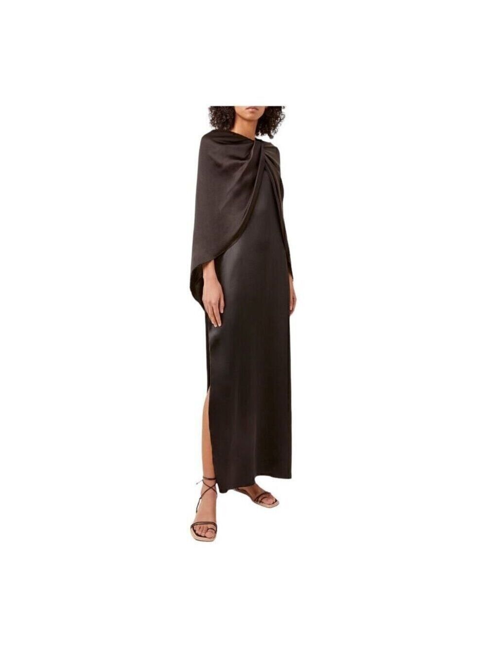 Marina Moscone Drape Twist Front Cape Effect Satin Dress Size 10